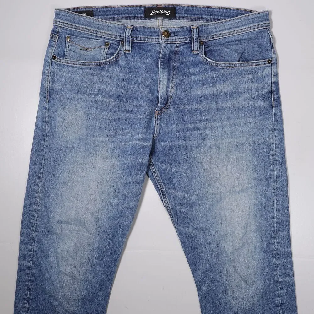 Revtown Sharp Jeans Regular Fit Blue Stretch Denim Mens 36 x 30 (fit 38x29)